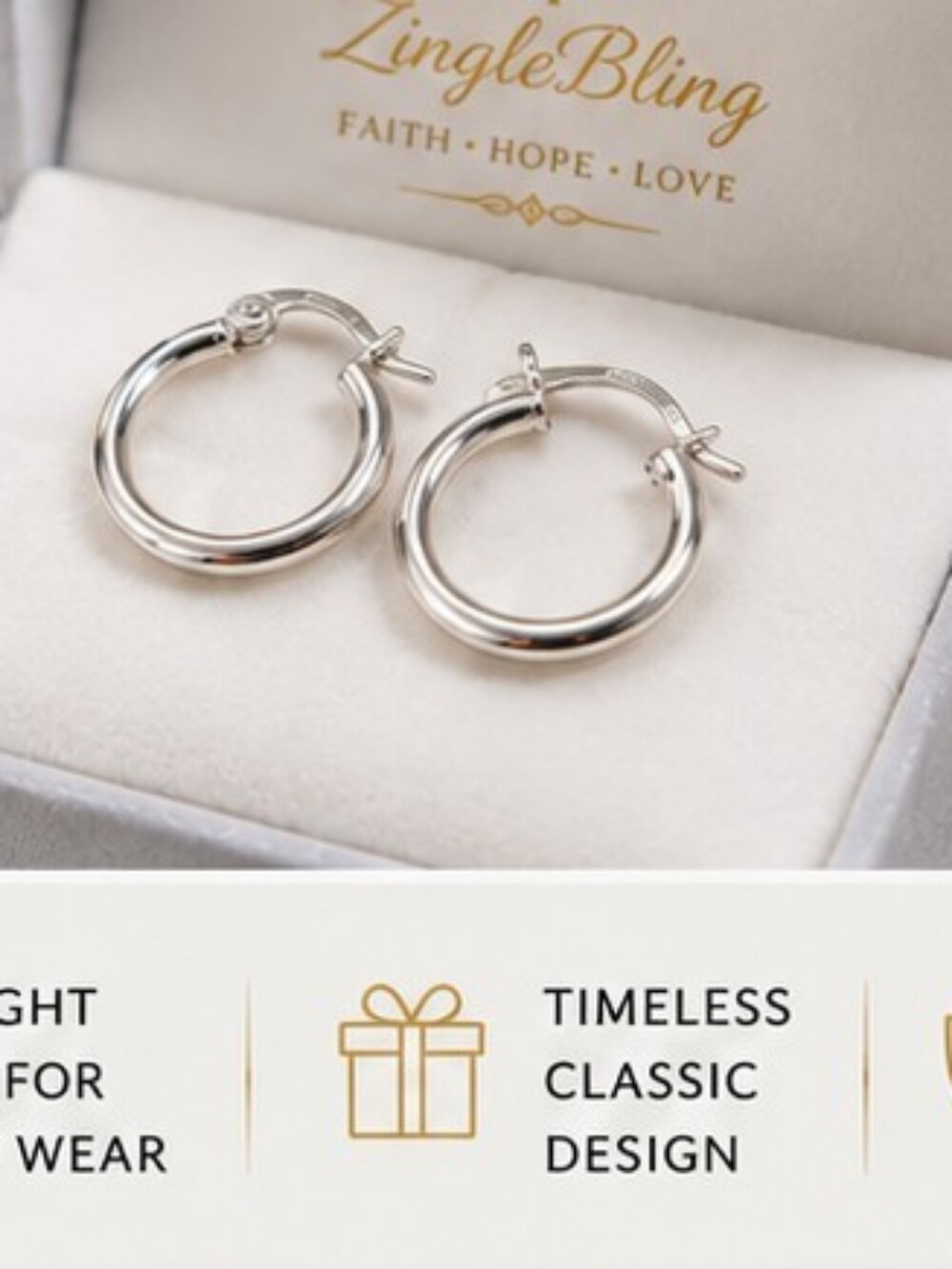 925 Italy Sterling Silver Small Hoop Earrings Classic Polished Minimalist Light - Picture 2 of 11
